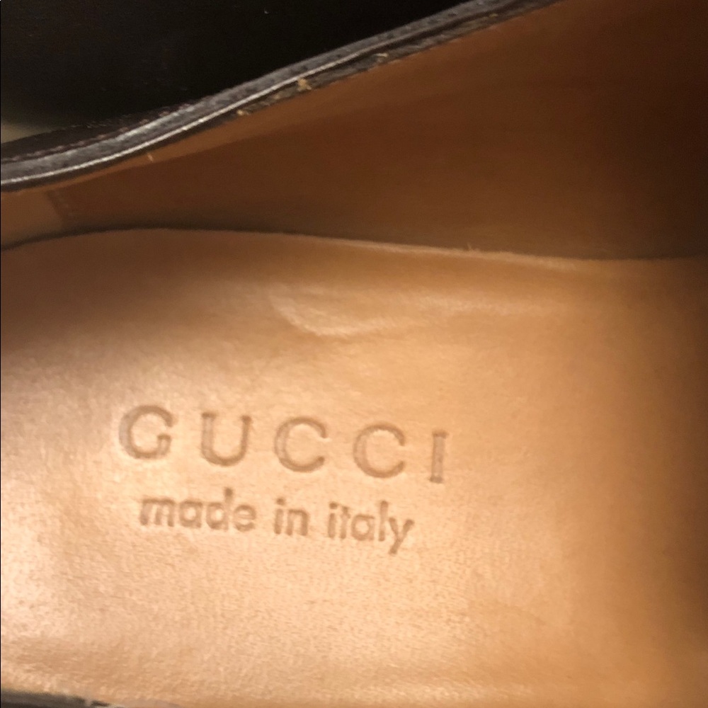 Genuine Gucci Men’s Brown Leather Dress Shoes 7G 8.5USA Lace Oxford 206625 - Picture 4 of 6